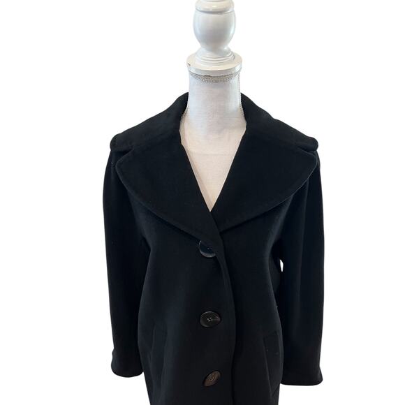Ellen Tracy Stunning Classic Wool Blend Office Ready Coat Black 6 - Picture 2 of 6